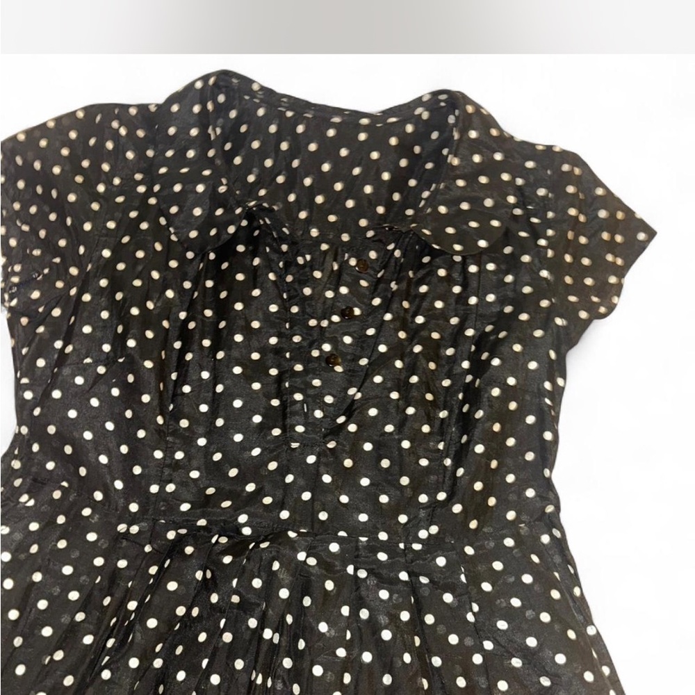 Elegant Black and Gold Polka Dot Mini Dress - Picture 7 of 8